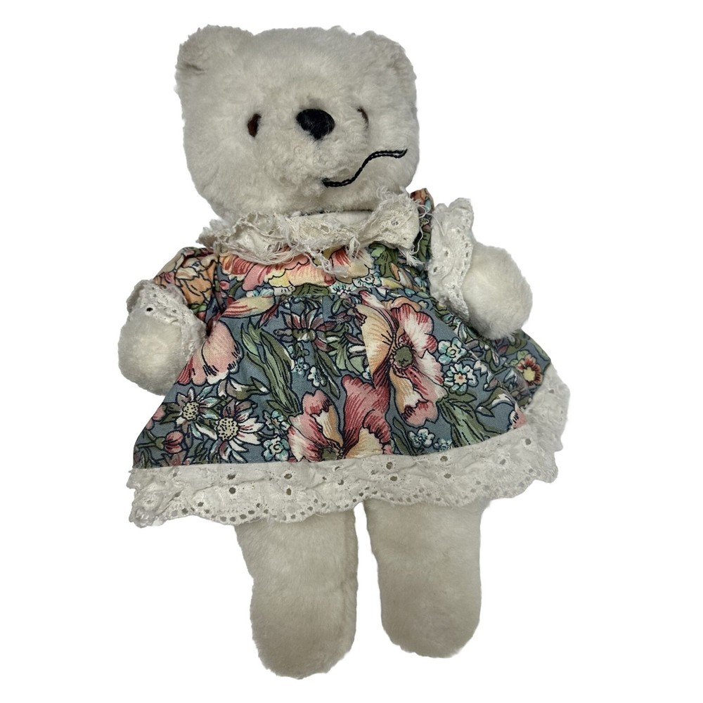 Vintage 1992 Bear Plush Flower And Lace Clothed Flowering Bears Co Needs Repairs